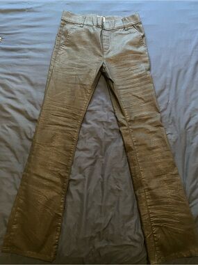 Women’s Black Boot-Cut Pants with Subtle Snake Skin Texture